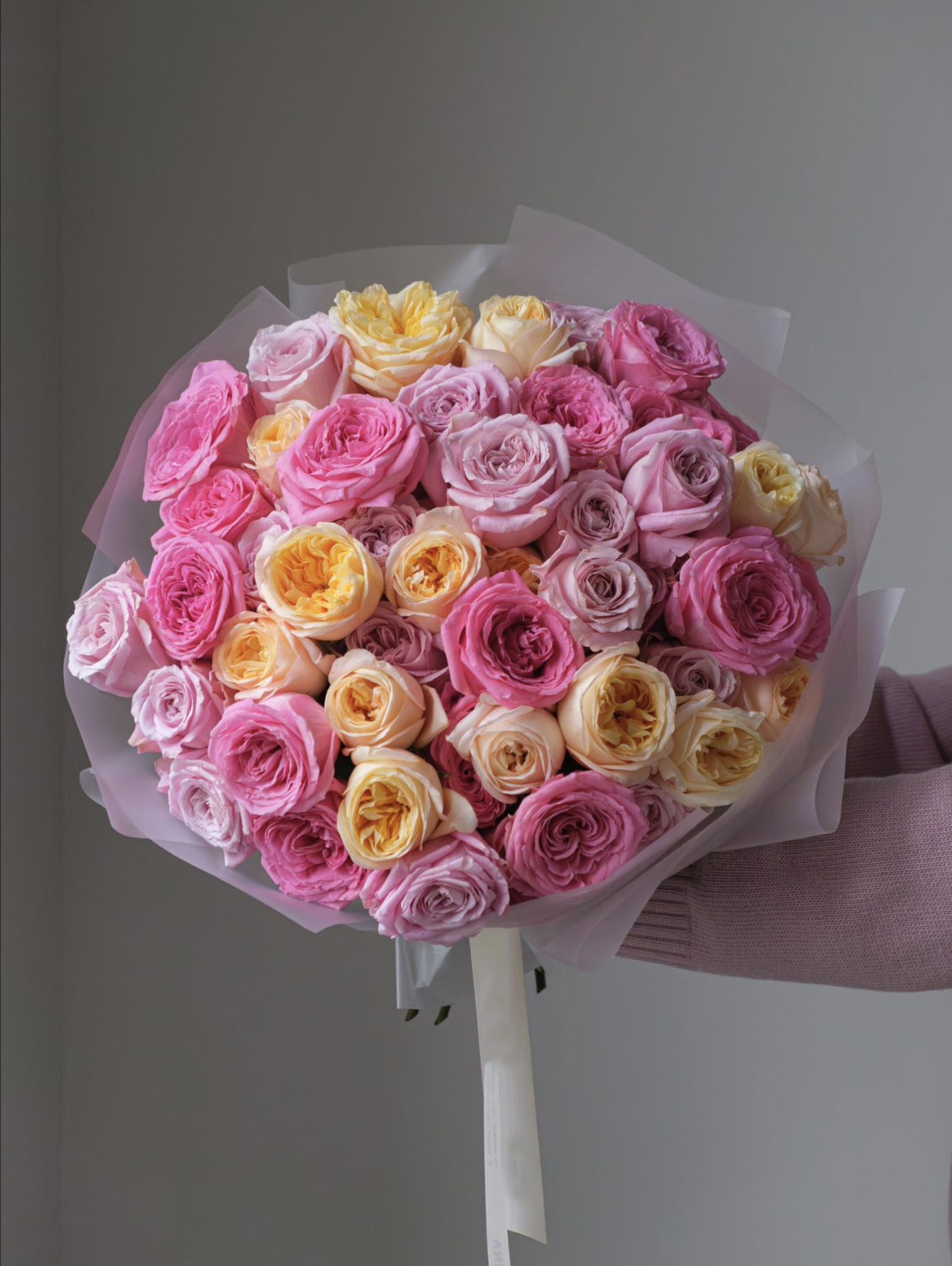 Bouquet „Bonbon-Rosen“ – 45 Rosen im Farbmix