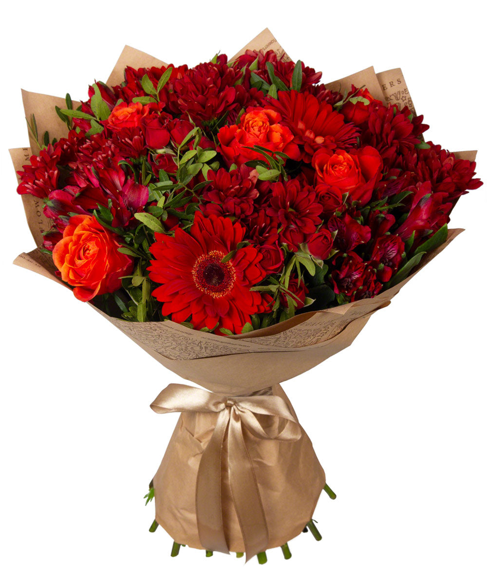 Strauß aus Rosen, Alstroemerien und Gerbera