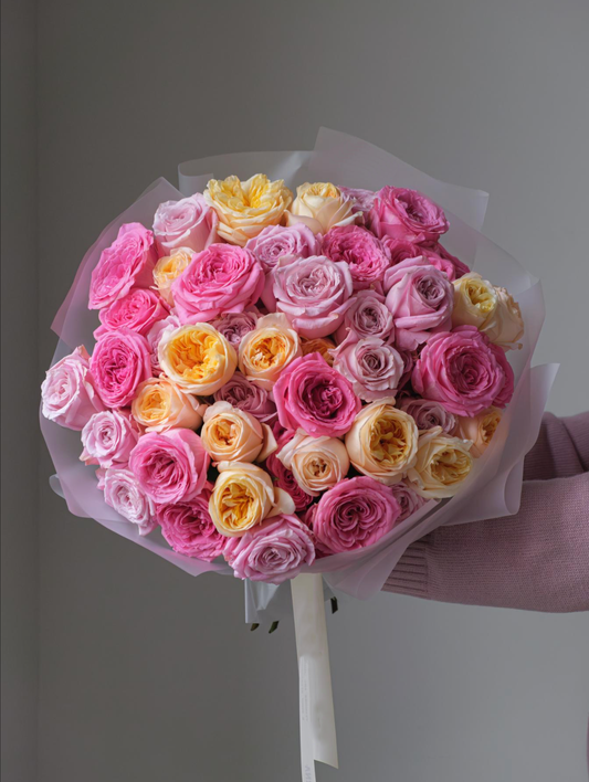 Bouquet „Bonbon-Rosen“ – 45 Rosen im Farbmix